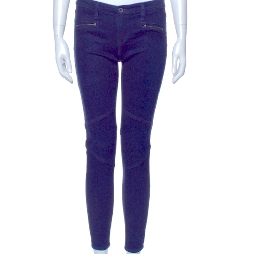 AGR Moto Skinny Dark Wash Blue Denim Jeans‎
